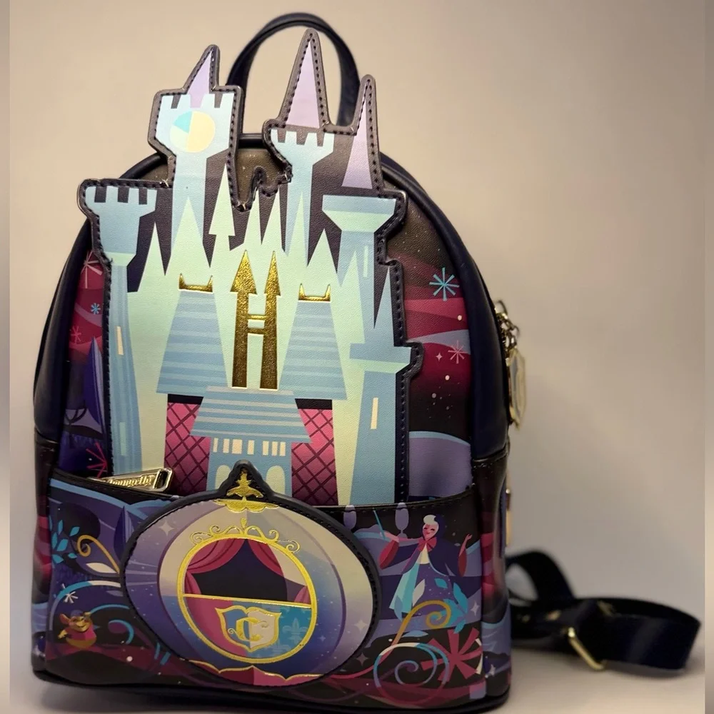 Disney Parks Cinderella Castle Carriage Loungefly Mini Backpack